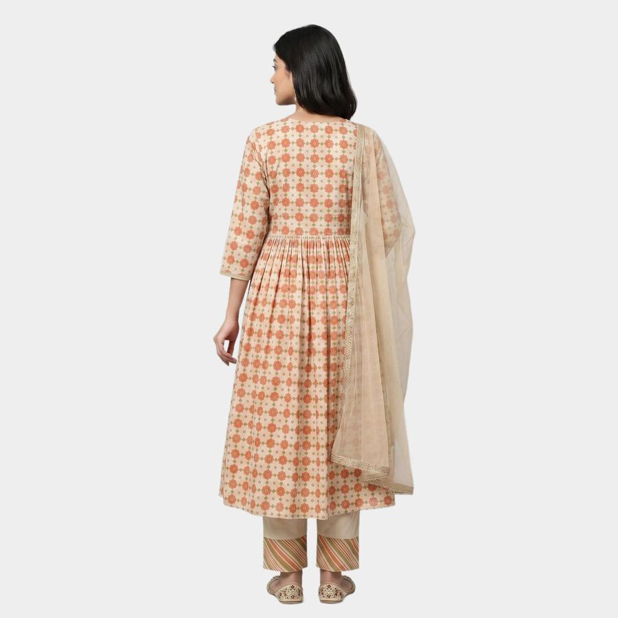 Women's Beige Solid Straight Kurta, Beige, large