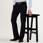 Men's Jet Black Slim Fit Flat-Front Formal Trousers, नेवी ब्लू, small image number null