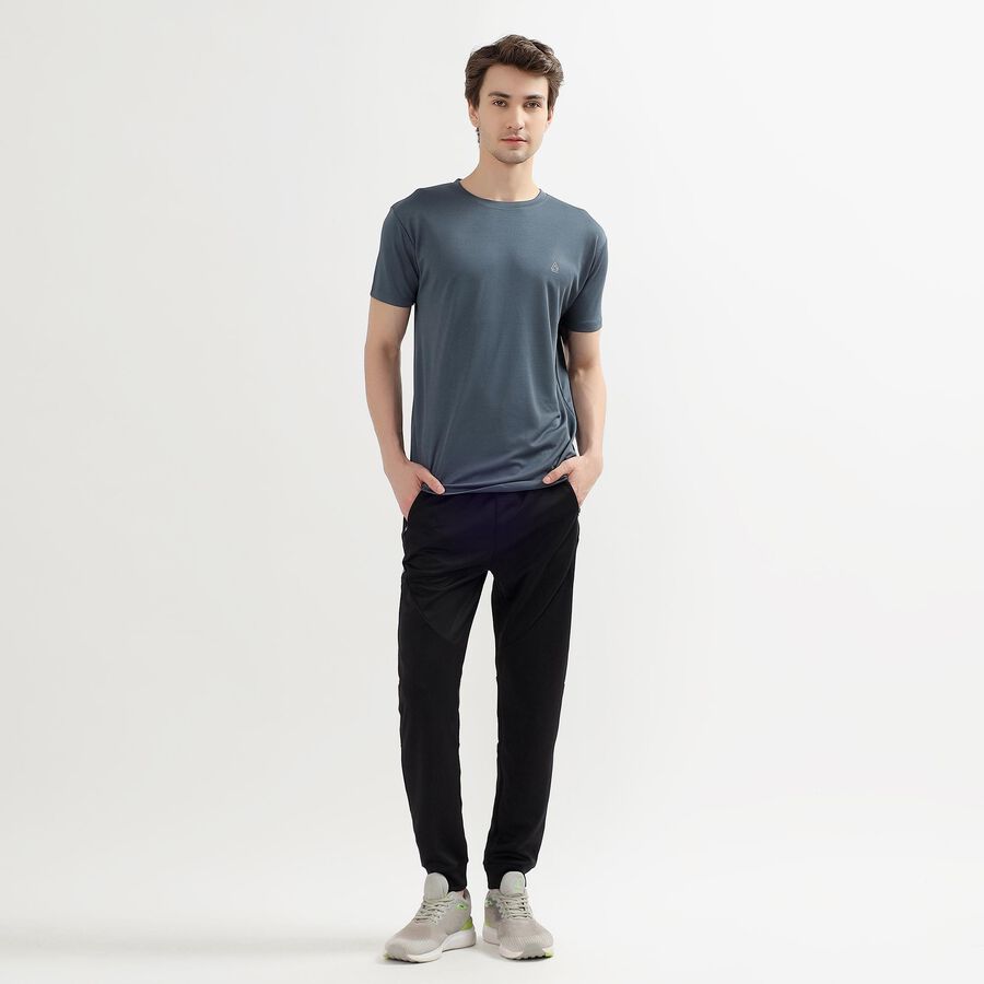 Men's Muted Steel Blue Crew Neck Slim Fit T-Shirt, Mid Blue, large image number null