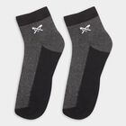 Men's Black and Gray Ankle-Length Cotton Blend Socks, Black, small image number null