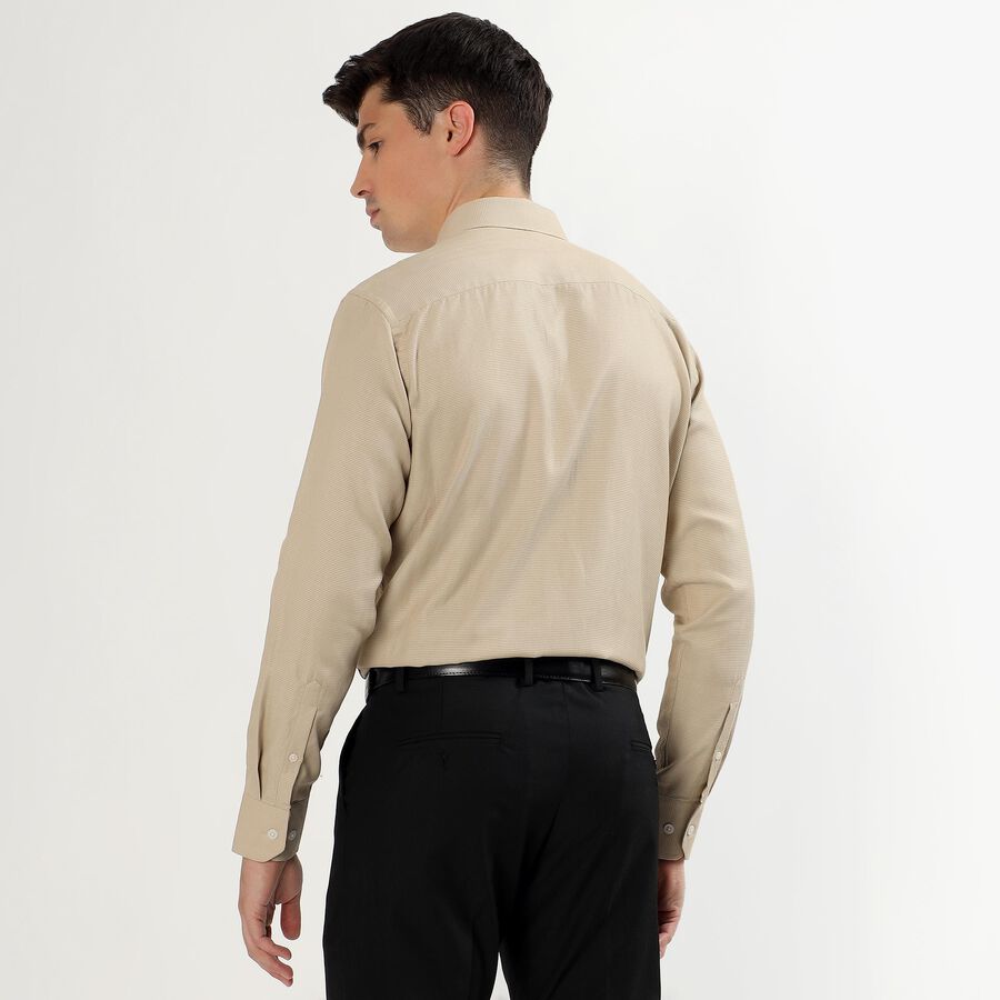 Men's Light Beige Classic Formal Shirt, गहरा पीला, large