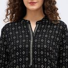Women's Black Round Neck Solid Kurta, काला, small image number null