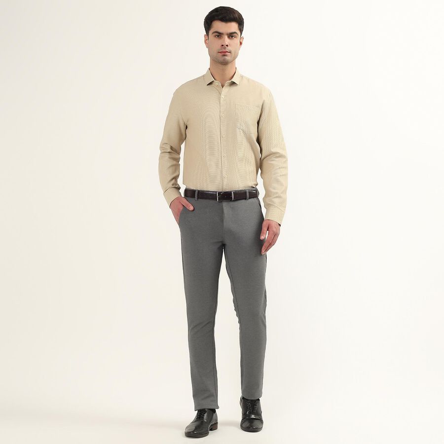 Men's Light Beige Classic Collar Formal Shirt, गहरा पीला, large