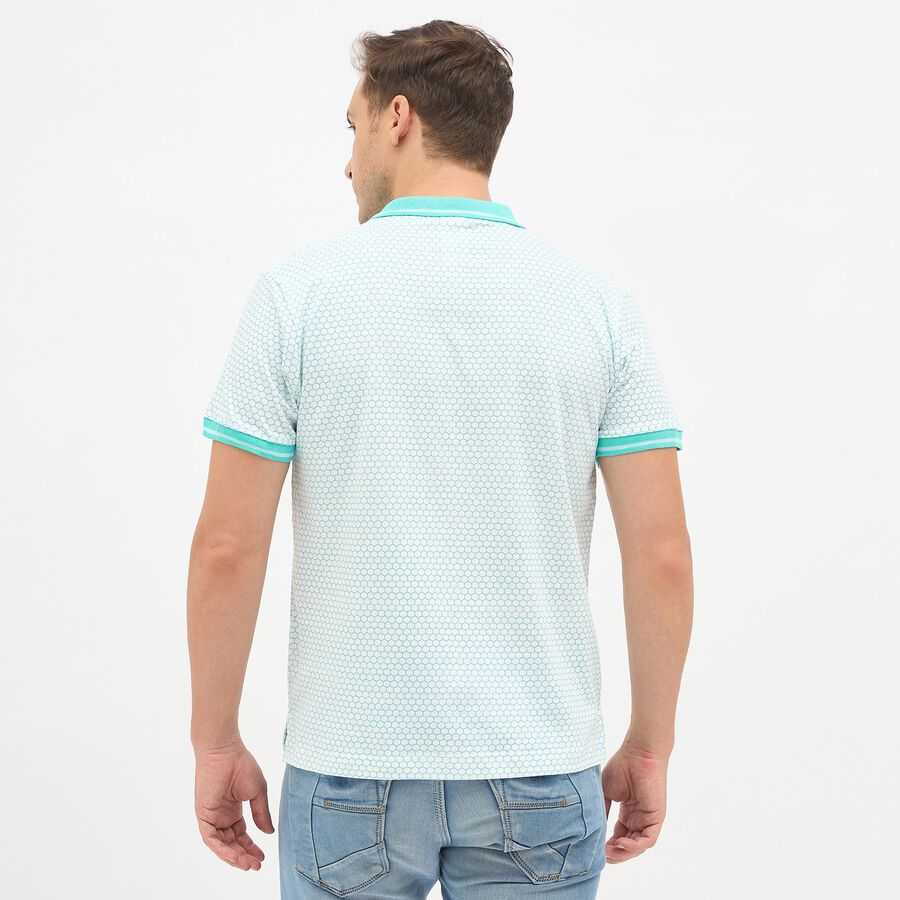 Men's 100% Cotton Collared Half Sleeves T-Shirt , Aqua, large image number null
