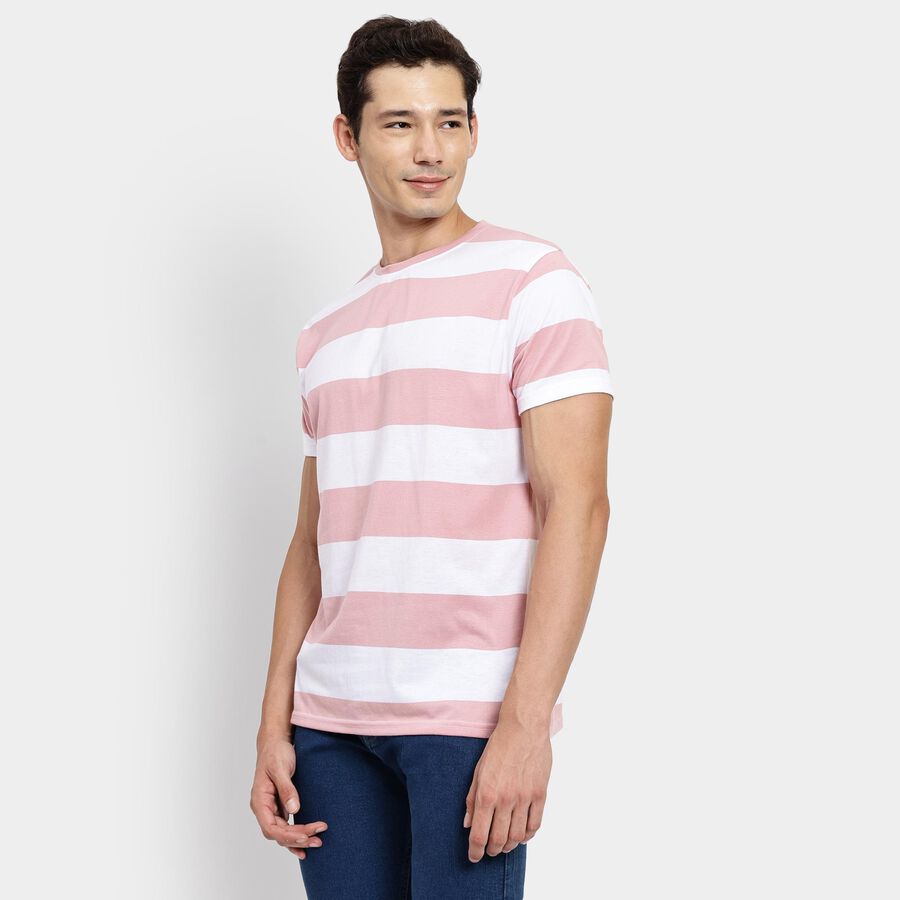 Men's Round Neck Half Sleeves T-Shirt, हल्का गुलाबी, large image number null