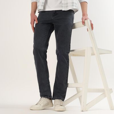 Men's Charcoal Black Slim Fit Faded Jeans