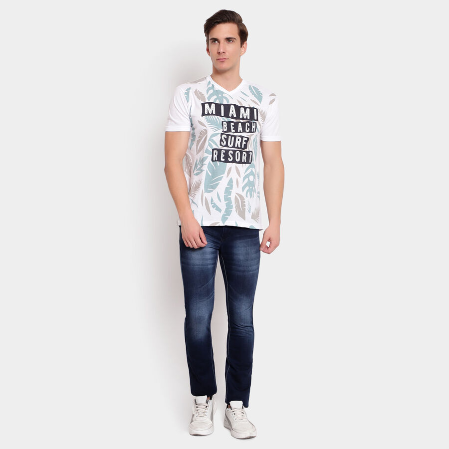 Solid V Neck T-Shirt, White, large image number null