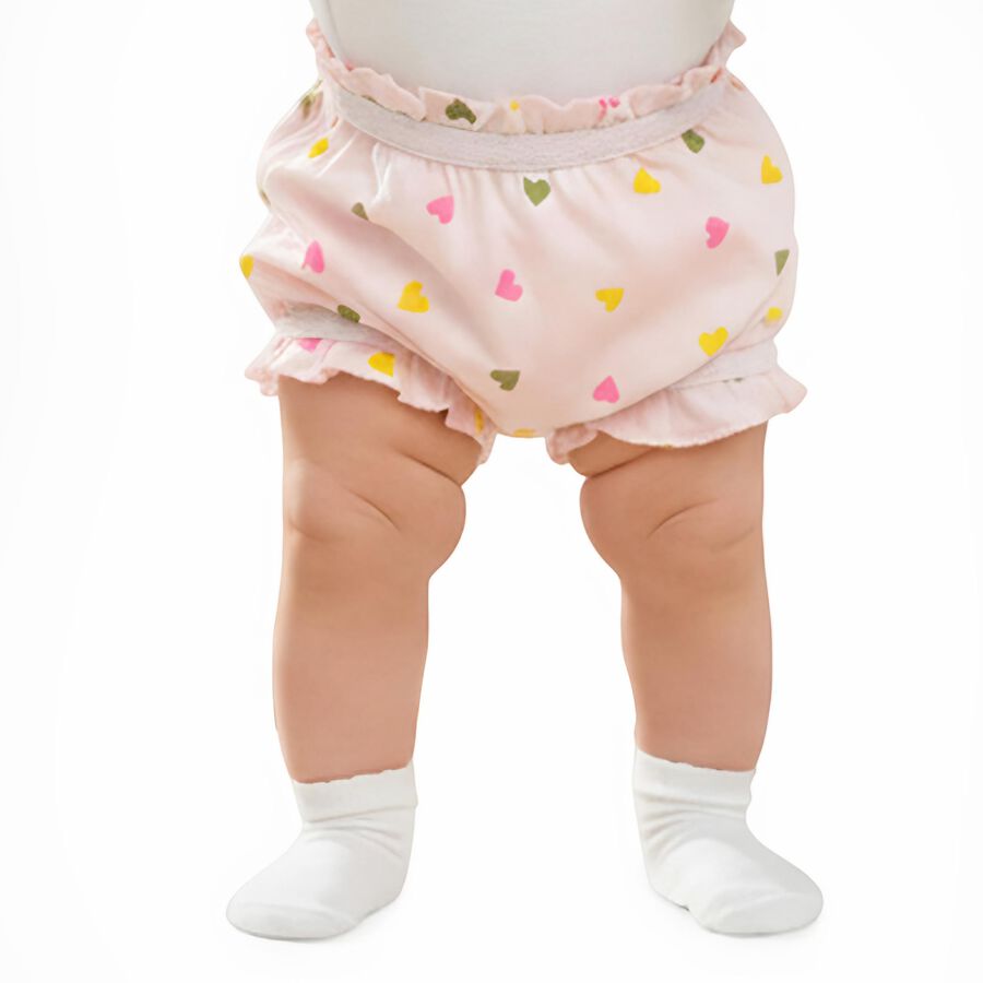 Infants Pastel Pink Cotton Ruffled Bloomers, हल्का गुलाबी, large image number null