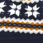 Boys Junior Navy Blue Snowflake Knit Beanie Cap, Navy Blue, small