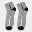 Men's Charcoal Black and Gray Regular Fit Ankle-Length Stripe Socks Pack of 3, Melange Light Grey, small