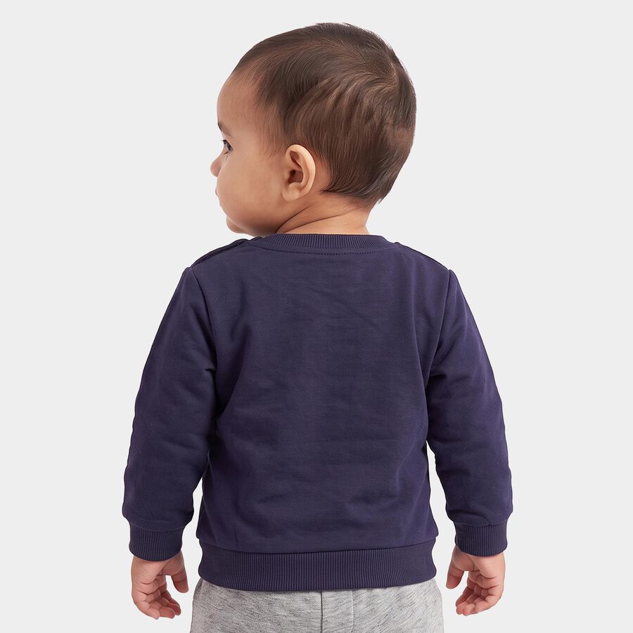 Infants' Navy Blue Crew Neck Pullover Sweatshirt, Navy Blue, large