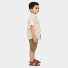 Boys Beige 100% Cotton Collar Neck Tropical Printed Baba Suit, गहरा पीला, small