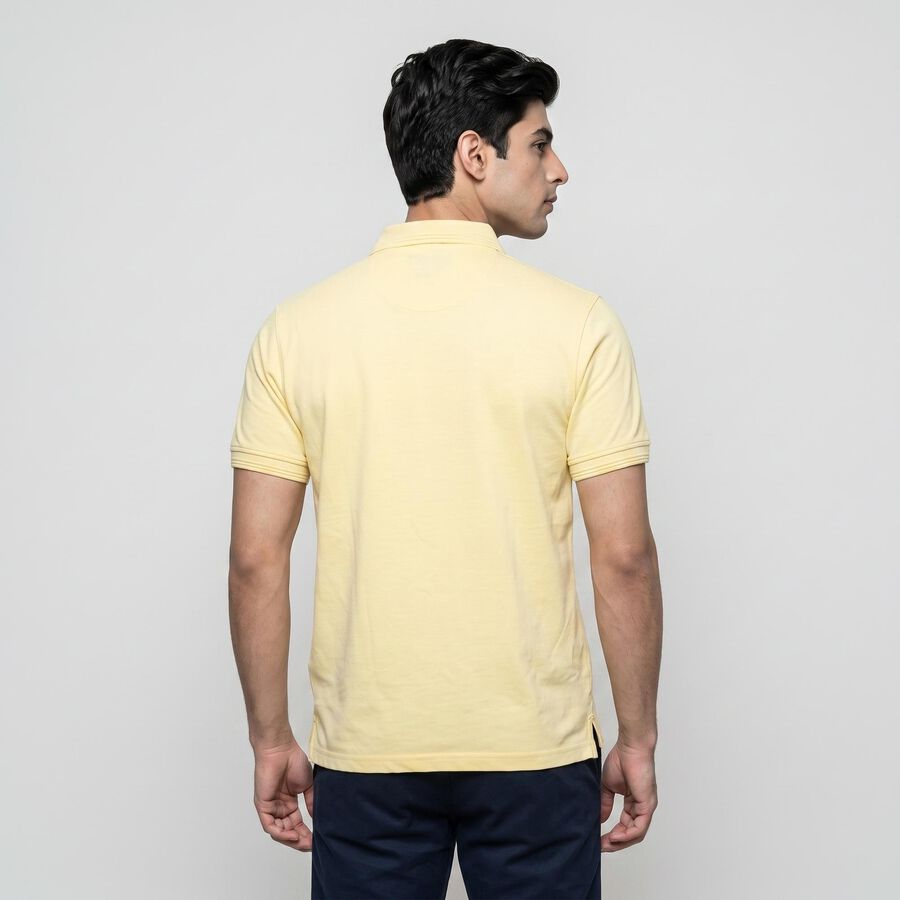 Men Yellow Polo Neck Polo T-Shirt, Yellow, large