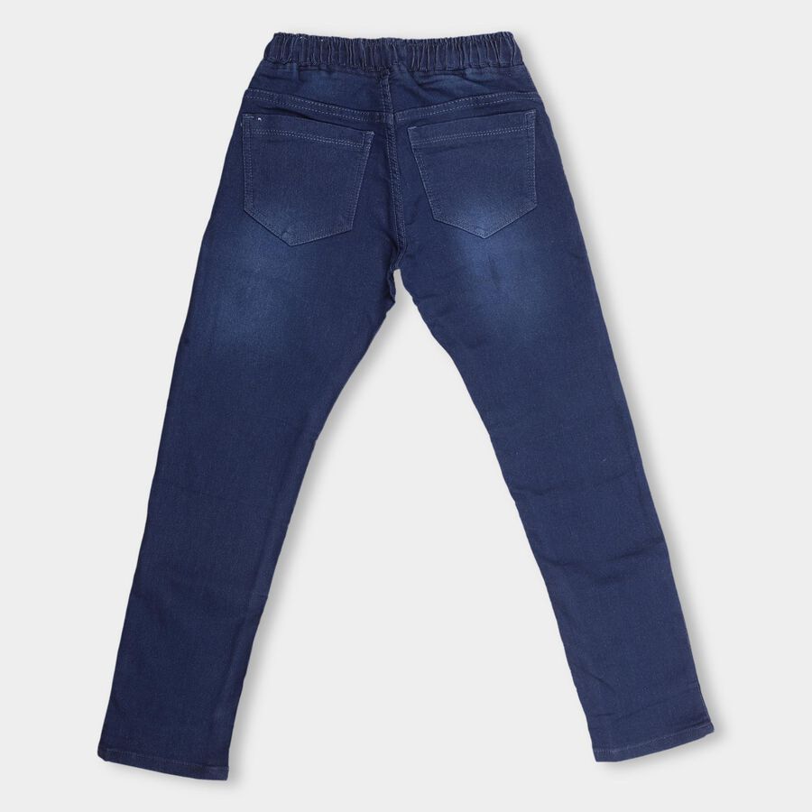 Boys' Deep Navy Regular Fit Elastic Waist Jeans, गहरा नीला, large image number null