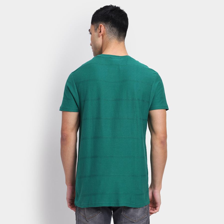 Men's 100% Cotton Round Neck Half Sleeves T-Shirt , Dark Green, large image number null