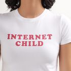Ladies Bright White Round Neck Crop Top, White, small image number null