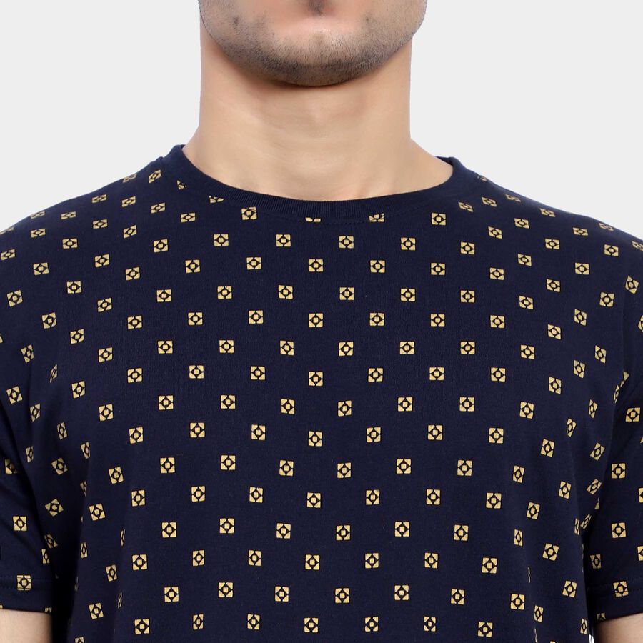 All Over Print Round Neck T-Shirt, Navy Blue, large image number null