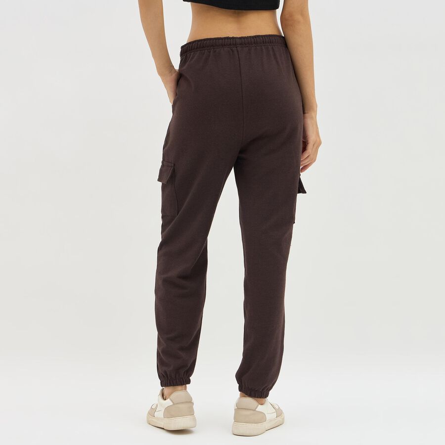 Women's Deep Chocolate Brown Regular Fit Cargo Track Pants, Maroon, large image number null