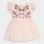 Girls' 100% Cotton Frock, हल्का गुलाबी, small image number null