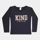 Girls Regular Round Neck Top, नेवी ब्लू, small image number null