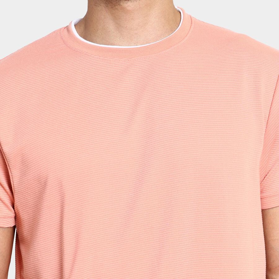 Men's Round Neck Half Sleeves T-Shirt , Coral, large image number null