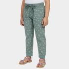Girls Light Green Regular Fit Heart Printed Pyjama, Light Green, small