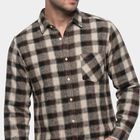 Men's Brown Cotton Casual Shirt, Brown, small