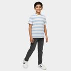 Boys Light Blue Round Neck Casual Half Sleeve T-Shirt, Light Blue, small