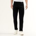 Men's Black Blue Slim Fit Washed Jeans, काला, small