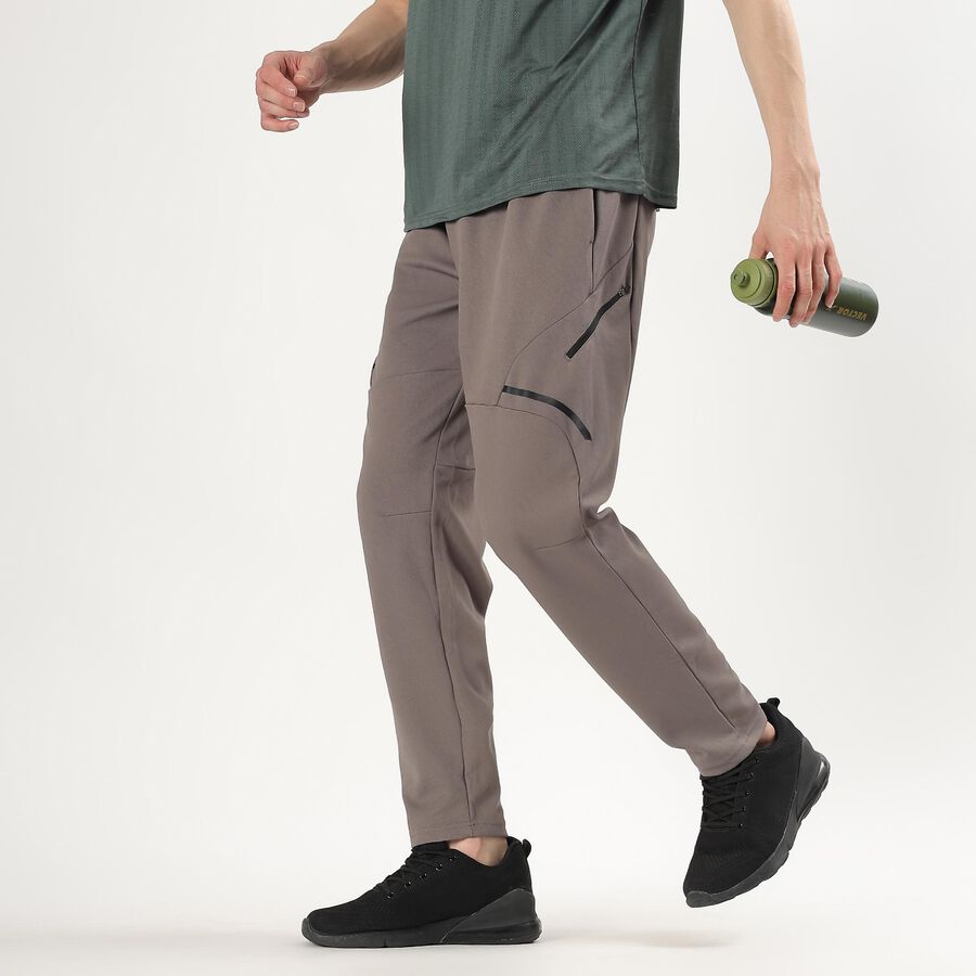 Men's Muted Taupe Regular Fit Cut And Sew Track Pants, Dark Grey, large image number null
