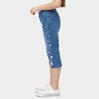 Girls Blue Regular Fit Solid Capri, मध्यम नीला, small