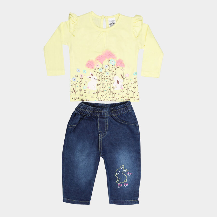Infants Round Neck Hipster Set, Yellow, large image number null