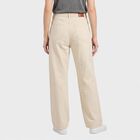 Women's Cream Straight Fit Classic Five-Pocket Jeans, ऑफ व्हाइट, small