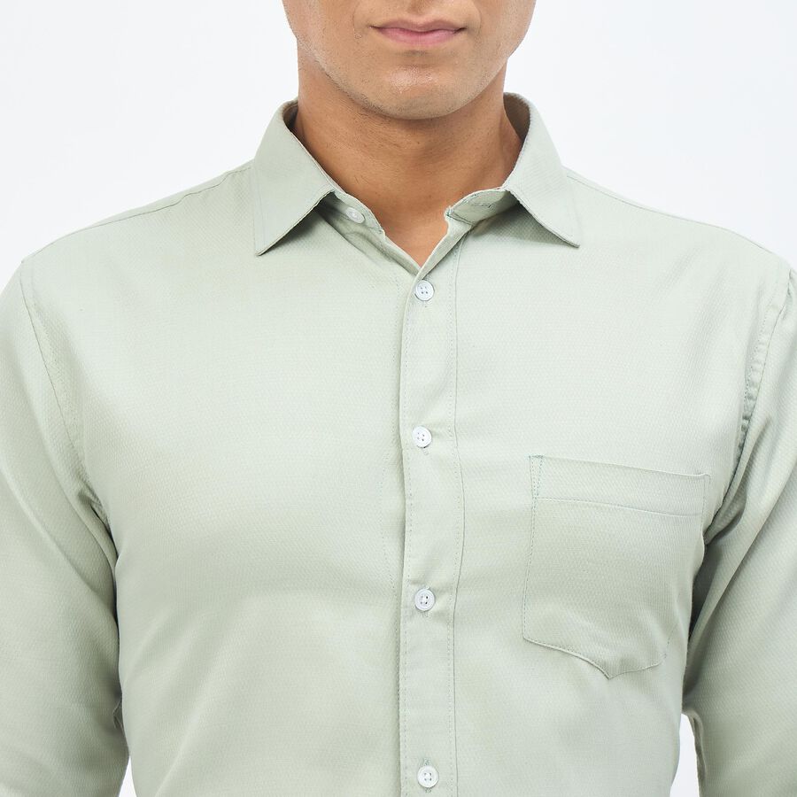 Men's Pale Sage Green Spread Collar Classic Formal Shirt, हल्का हरा, large
