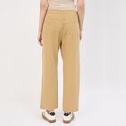 Women's Cotton High-Rise Straight Fit Trousers, Beige, small