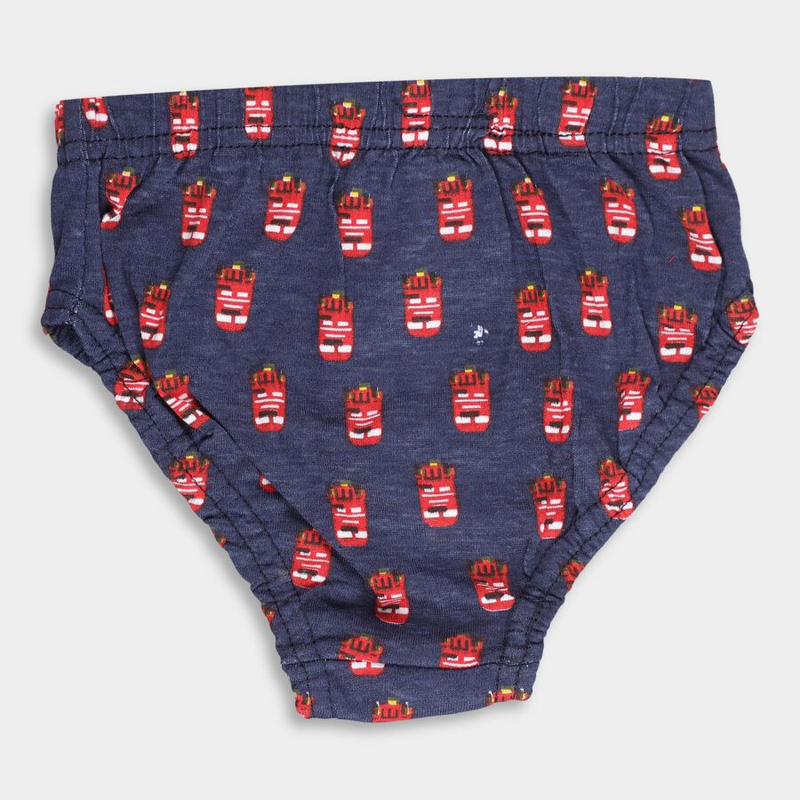 Boys' Solid Red and Navy Printed Cotton Briefs, नेवी ब्लू, large image number null