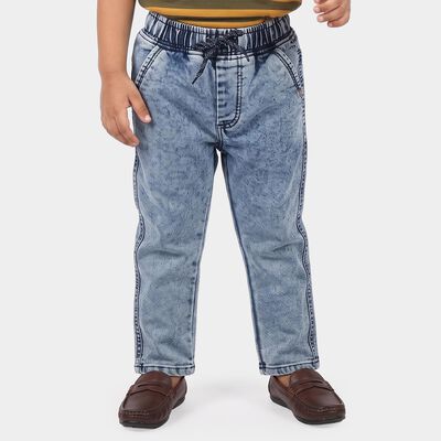 Boys' Light Blue Straight Fit Drawstring Waist Jeans