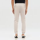 Men's Light Beige Slim Fit Elastic Waist Jogger Trousers, सिल्वर, small image number null
