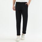 Men's Jet Black Slim Fit Flat-Front Casual Trousers, Black, small image number null