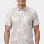 Men's Beige Cotton Classic Collar Casual Shirt, Beige, small