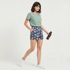 Women's Navy Blue Regular Fit Printed Shorts, Navy Blue, small