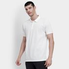 Men's White Polo Neck Textured T-Shirt, Off White, small image number null
