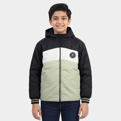 Boys Navy Blue Hooded Windbreaker Jacket