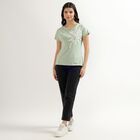 Women's Light Sage Green Round Neck Floral Print T-Shirt, Light Green, small image number null
