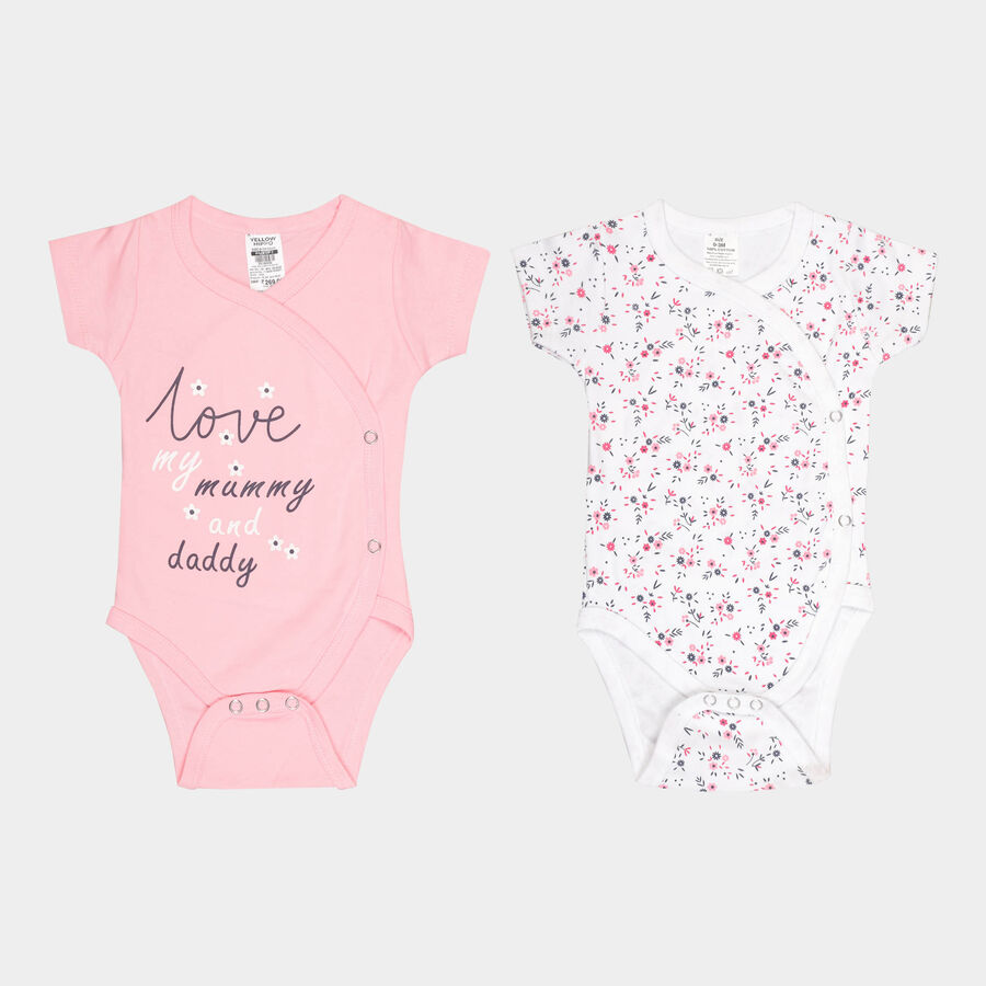 Infants Cotton Bodysuit, गुलाबी, large image number null