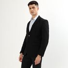 Men's Jet Black Slim Fit Single-Breasted Blazer, Black, small image number null
