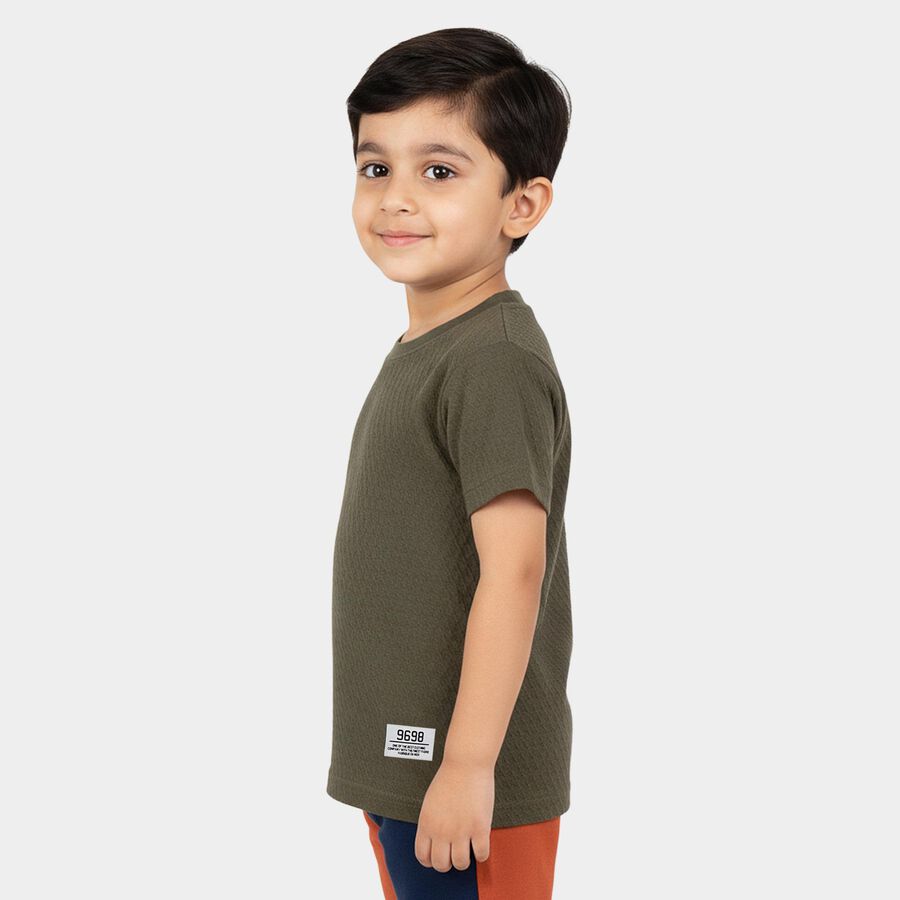 Boys' Half Sleeves T-Shirt, गहरा हरा, large