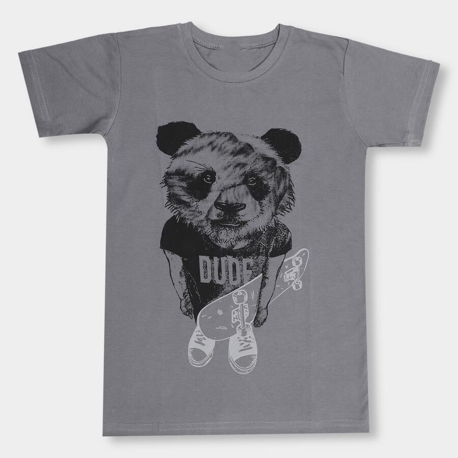 Boys' Half Sleeves T-Shirt, Dark Grey, large image number null