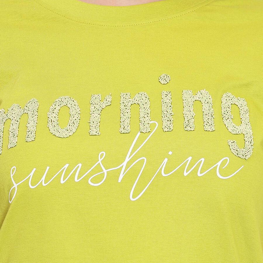 Ladies' 100% Cotton Round Neck T-Shirt , Light Green, large image number null