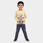 Boys Yellow Cotton Blend Round Neck Regular Boys T-Shirt, Yellow, small